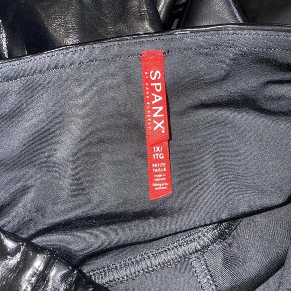 SPANX Black Faux Leather Classic City Business Casual Leggings Pants 1X Petite - Picture 6 of 15